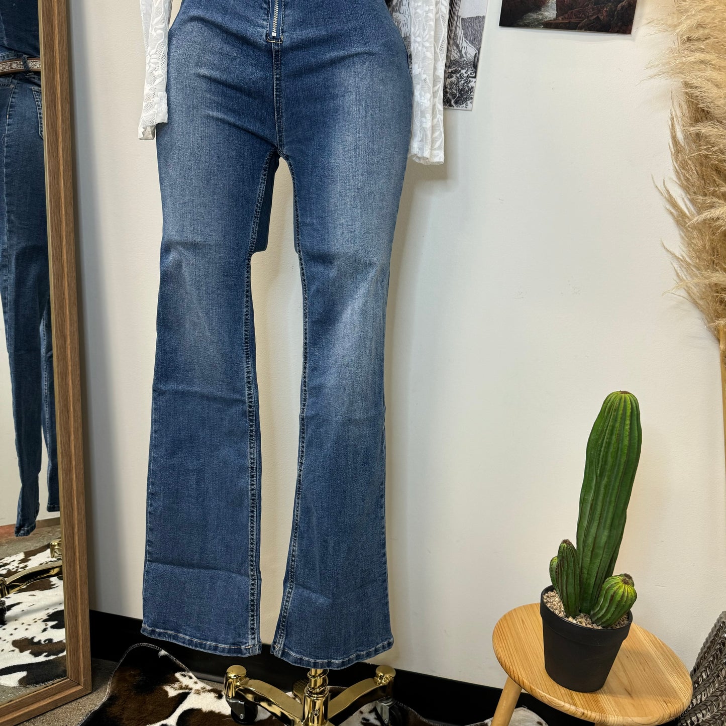 Rodeo Strapless Denim Jumpsuit-Blue