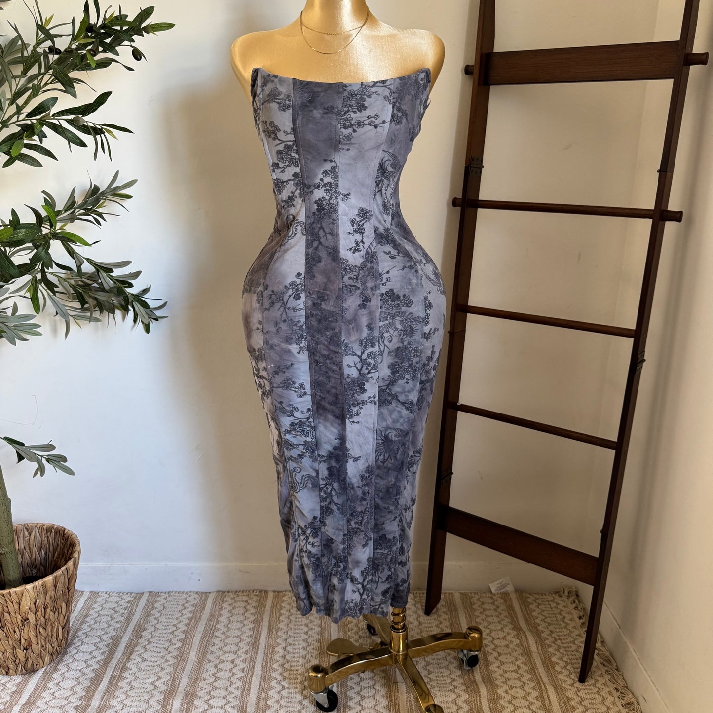 Strapless Midi Dress Plus size -Gris