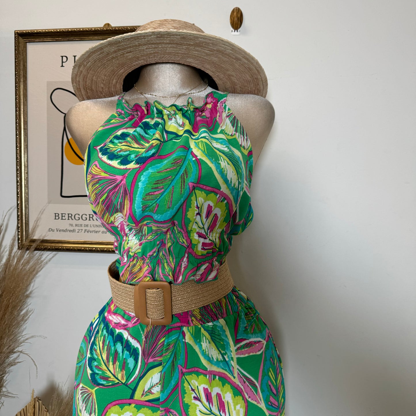 Adamari Pant Set-Green/Hot Pink