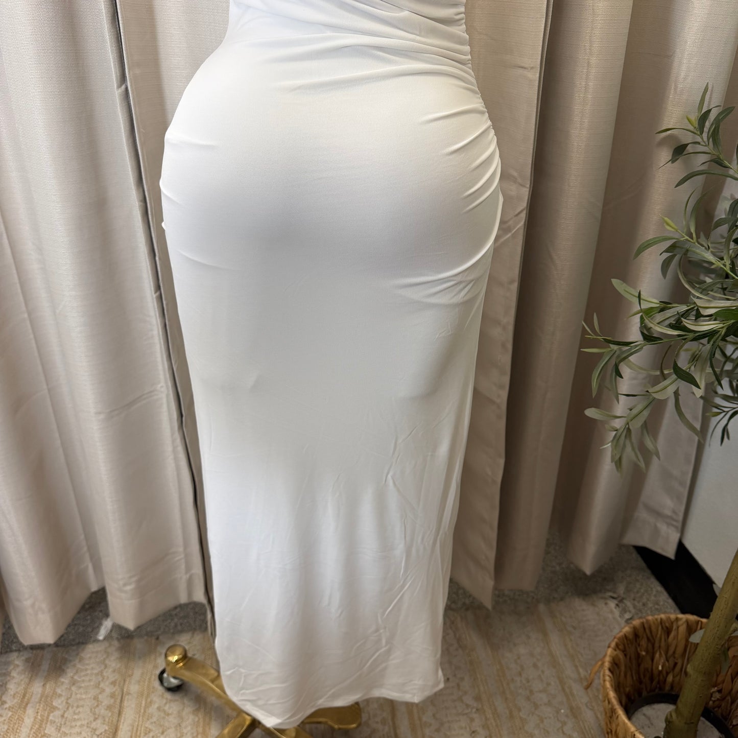 Asymmetric shoulder Gold Detail-White