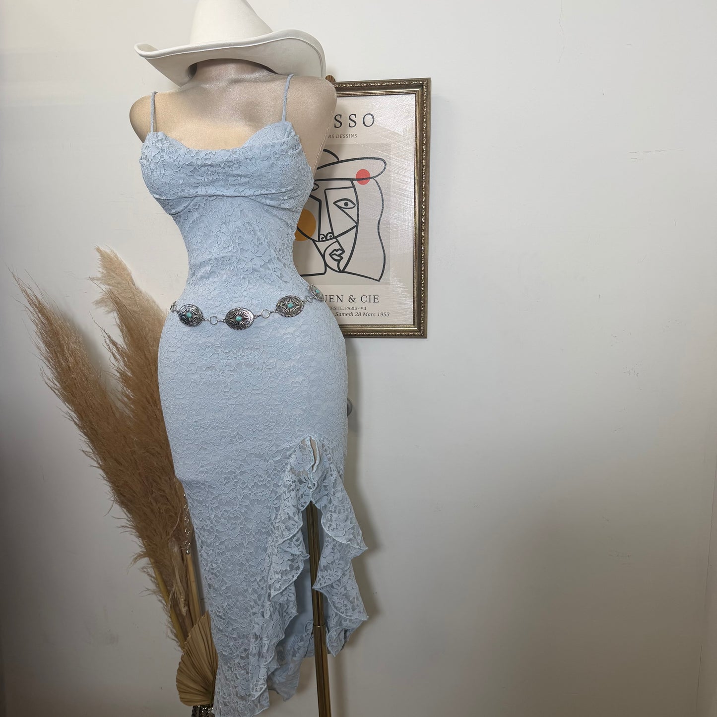 Mismaloya Lace Dress-Baby Blue