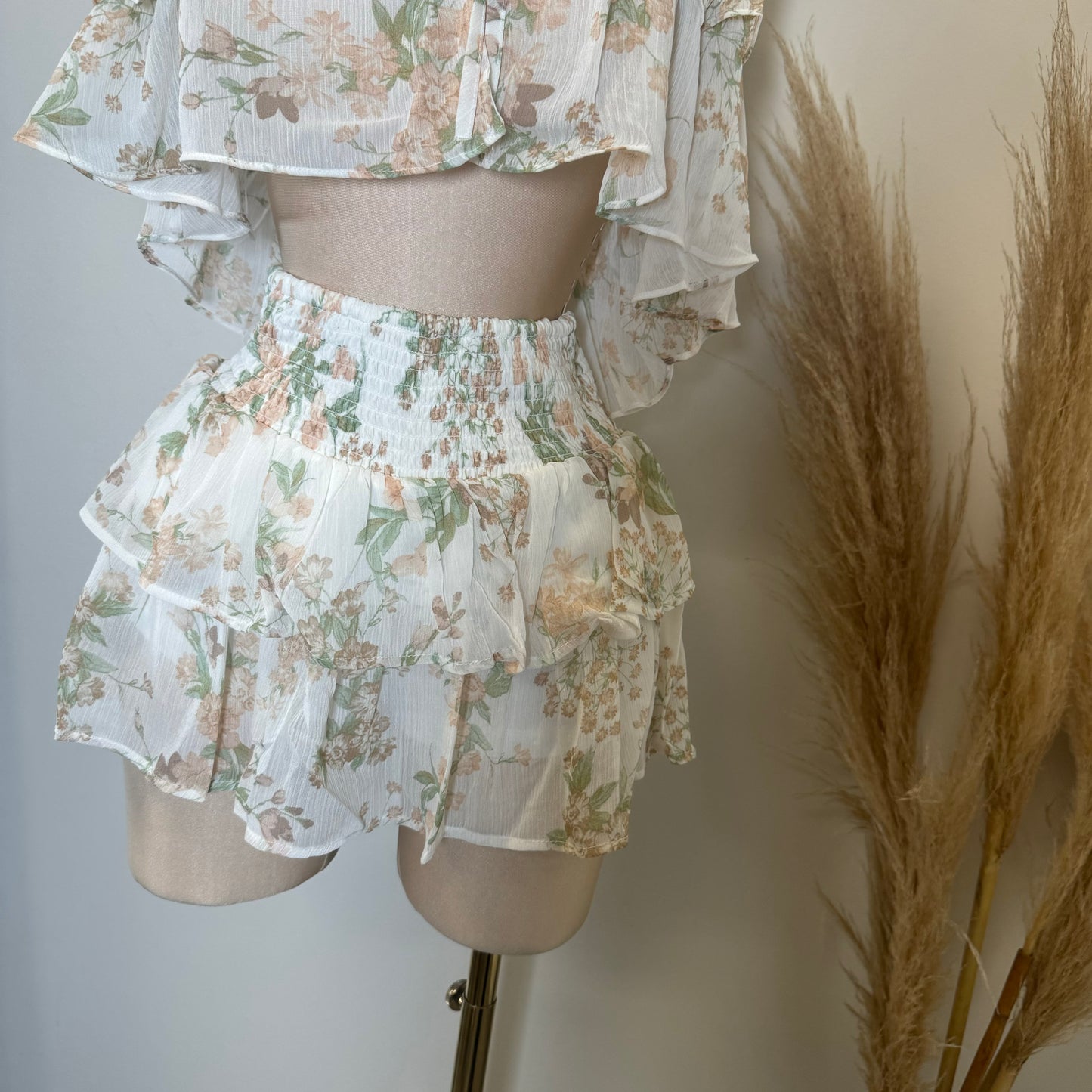 Ruffle Mini Skirt Set-Multi