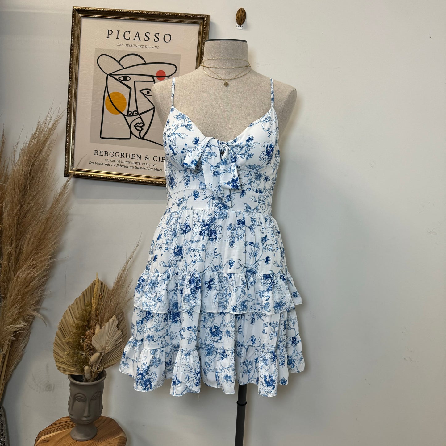 Flower Plus size dress-Blue