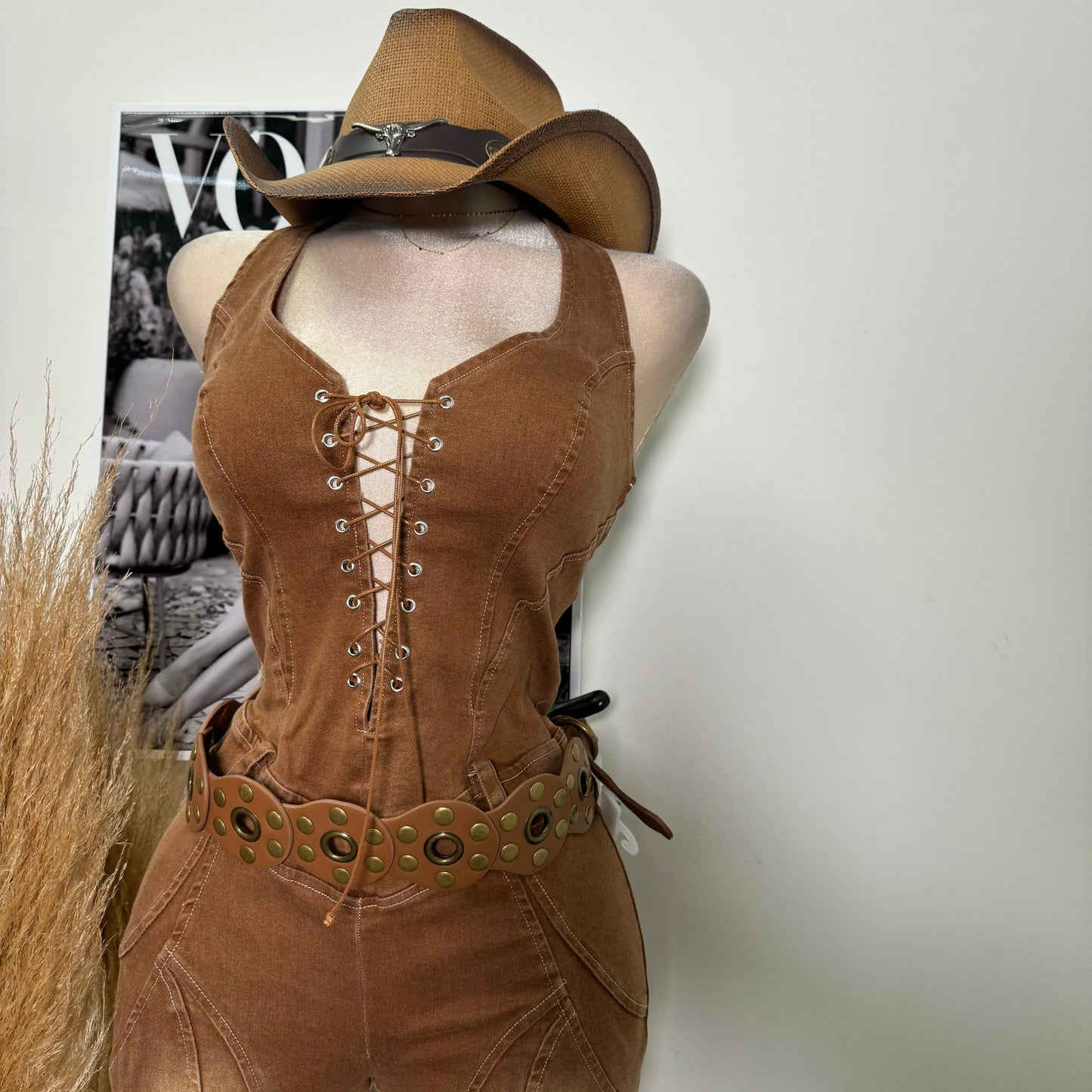 Sexy Jumpsuit-Brown