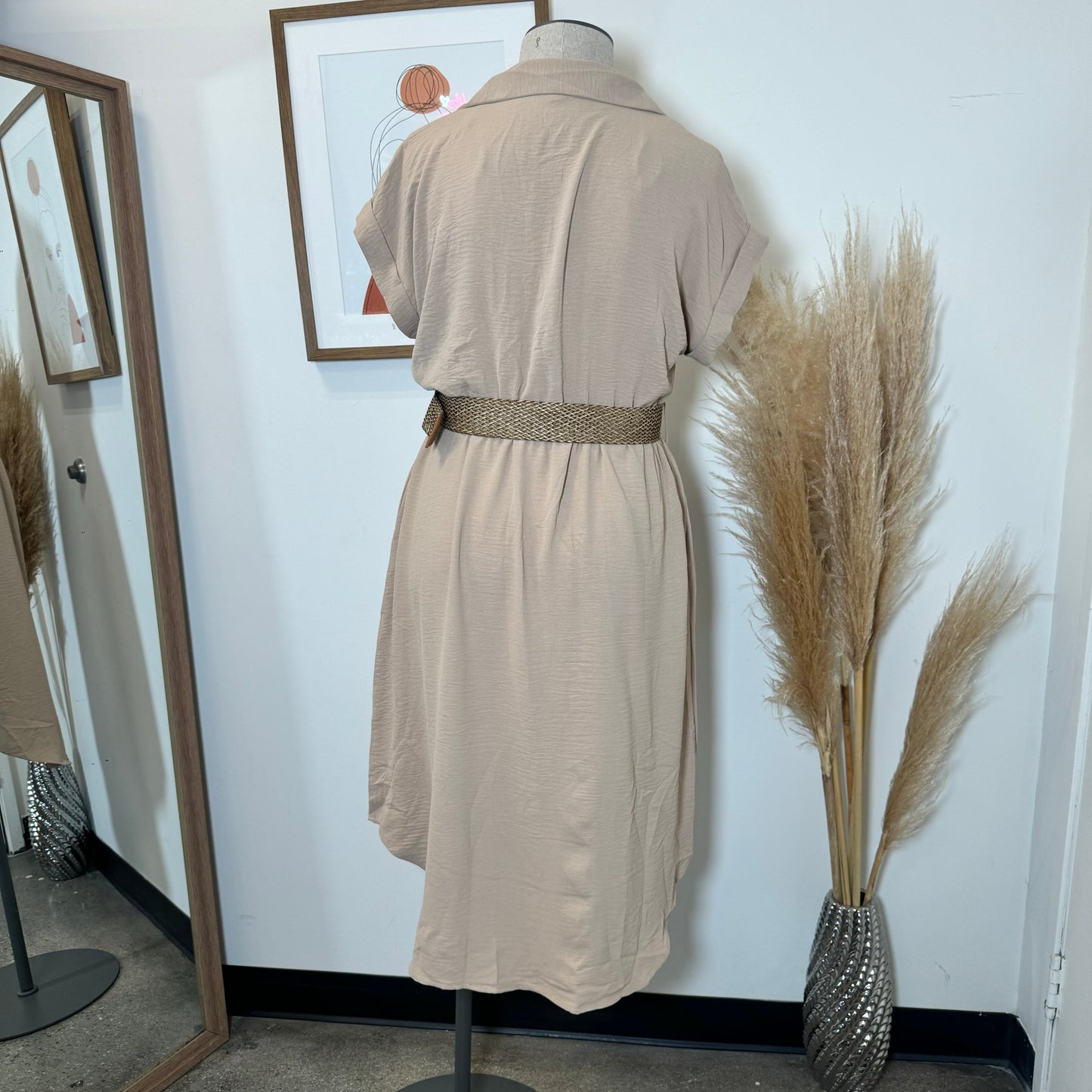 Lorel Dress with Belt PL-Taupe