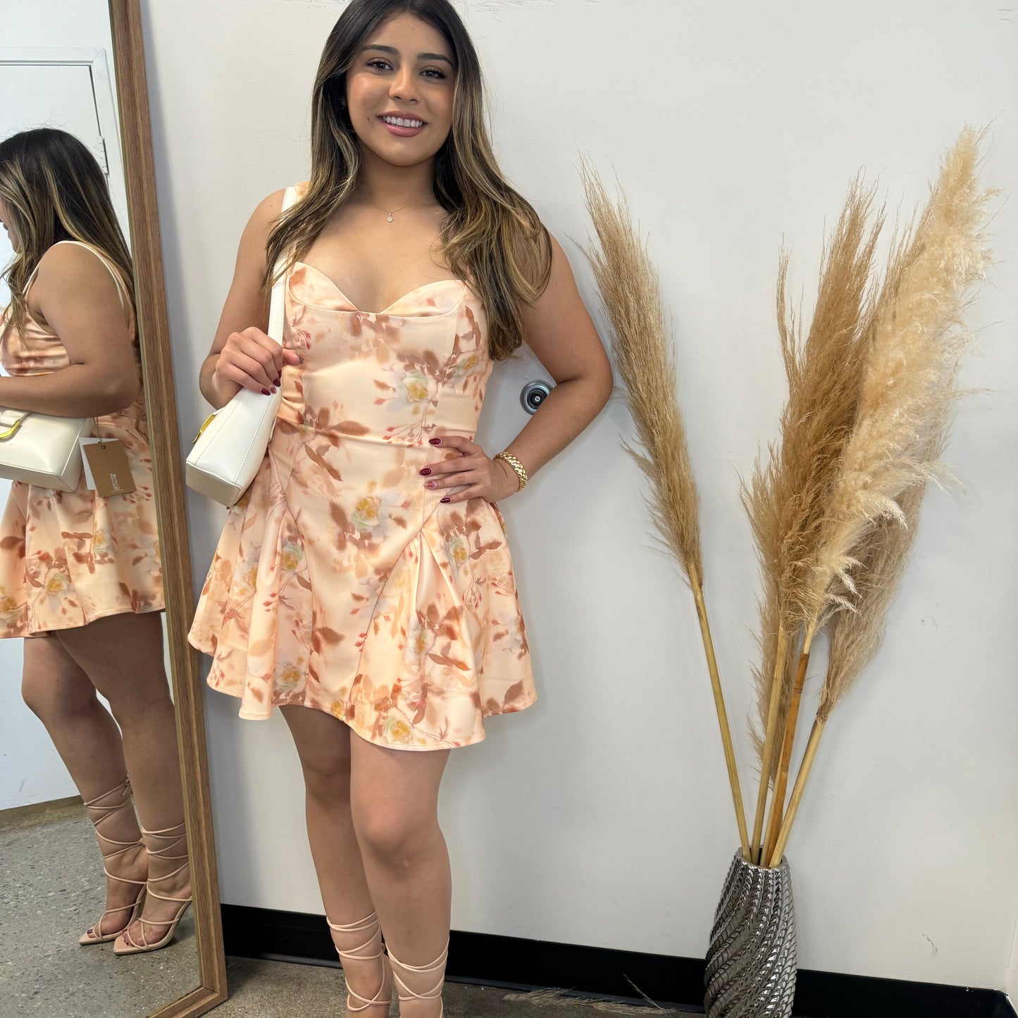 Coquette spring Dress-Peach