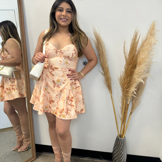 Coquette spring Dress-Peach