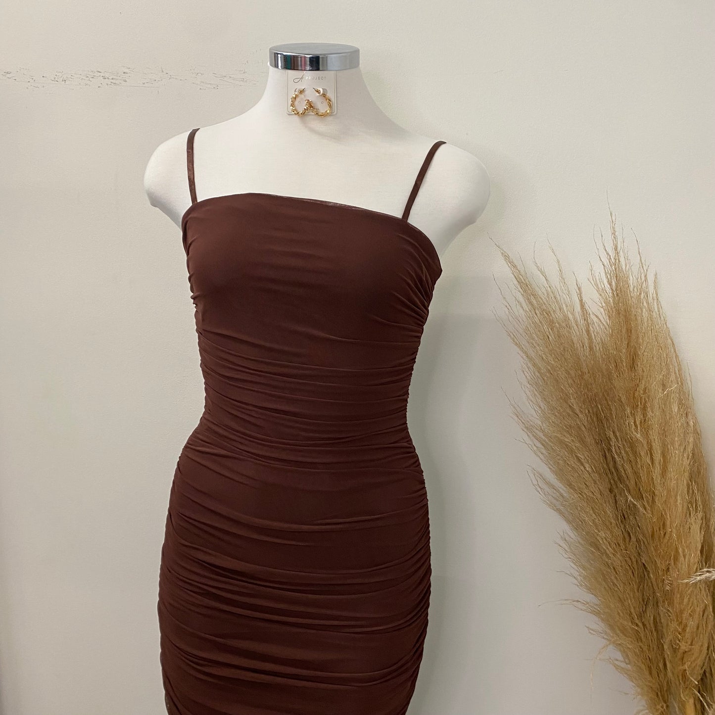 Carla Midi Dress-Brown