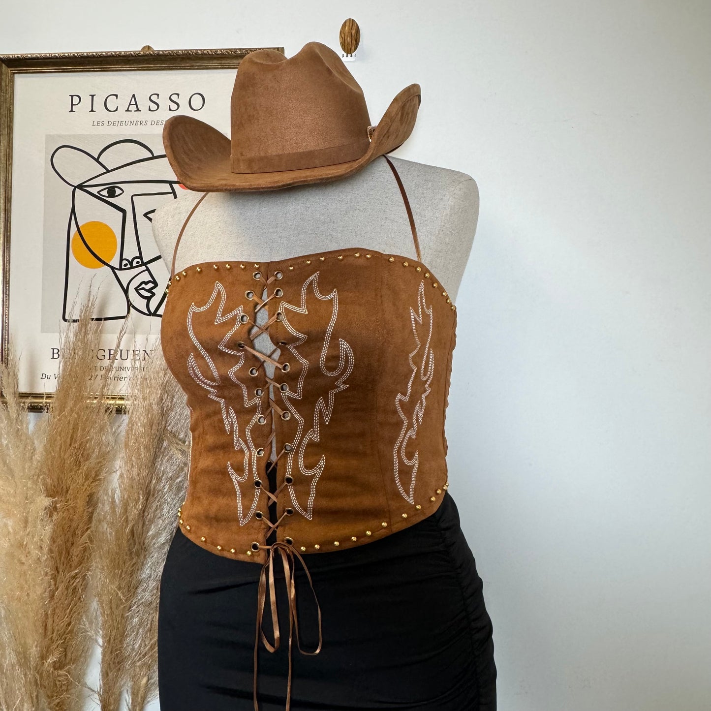 La Yaquesita Corset Top Plus size -Brown