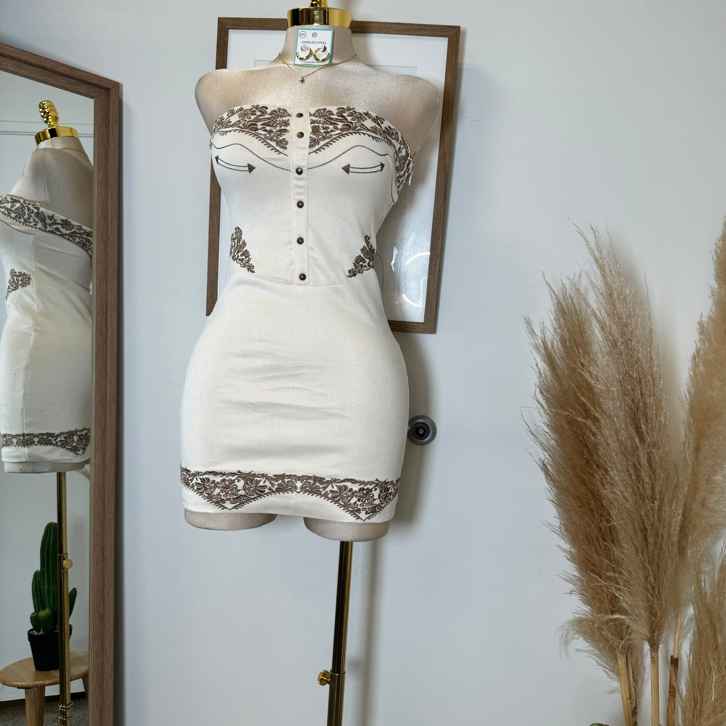 La Bota Suede Dress-Cream