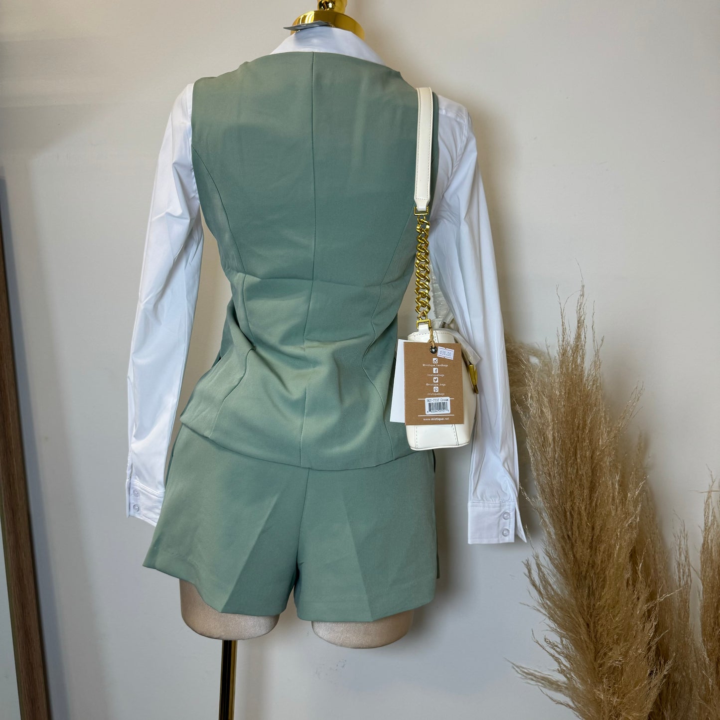 Chic Vest and Skort Set-Sage Green