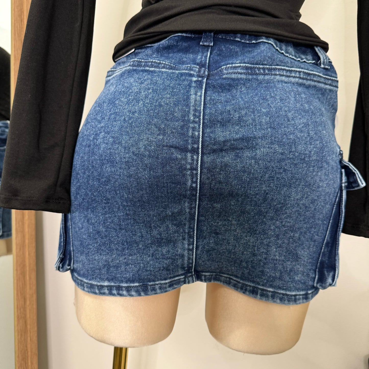 90398 Cargo Mini Skirt-Dark Wash