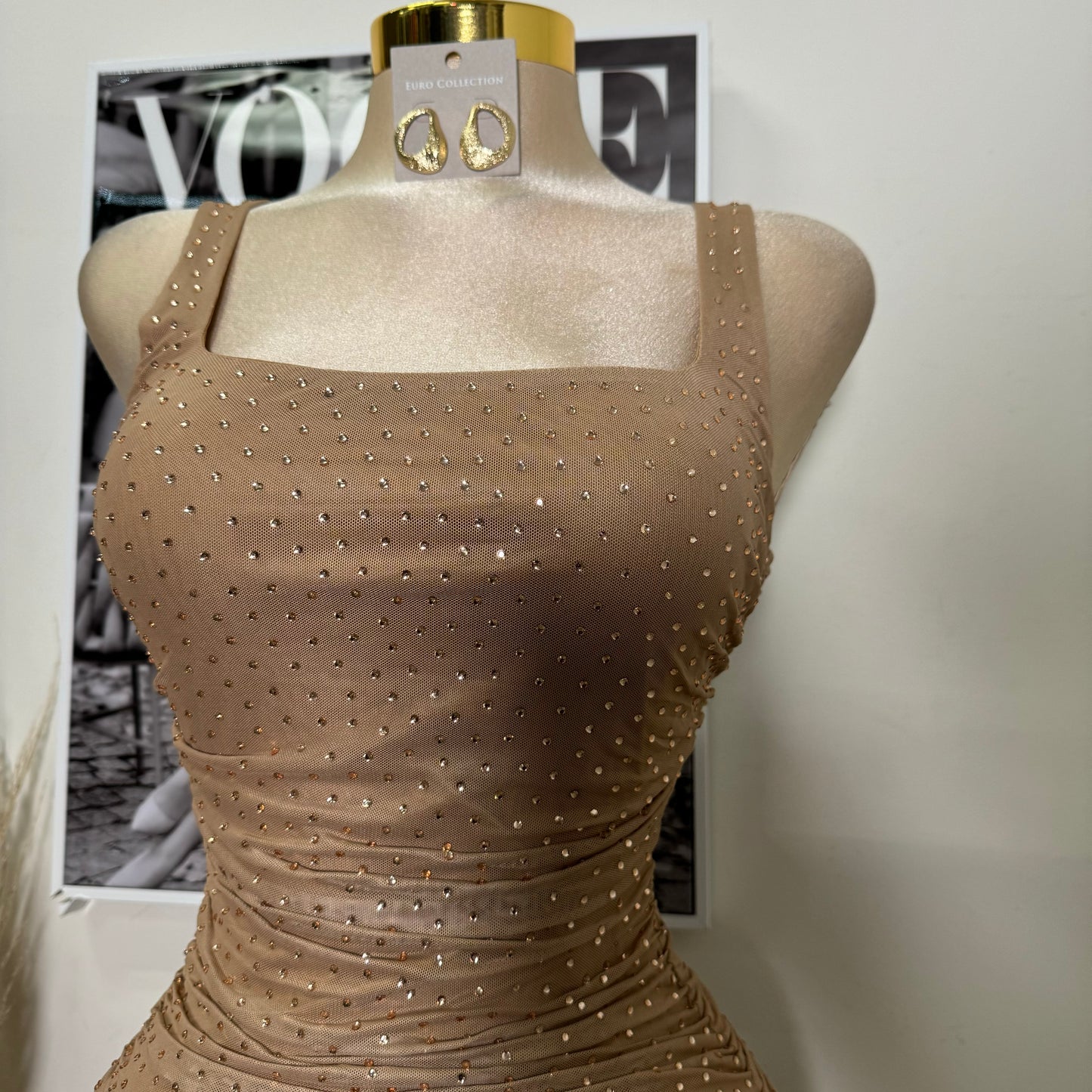 Xia Rhinestone Dress-Hombre Color