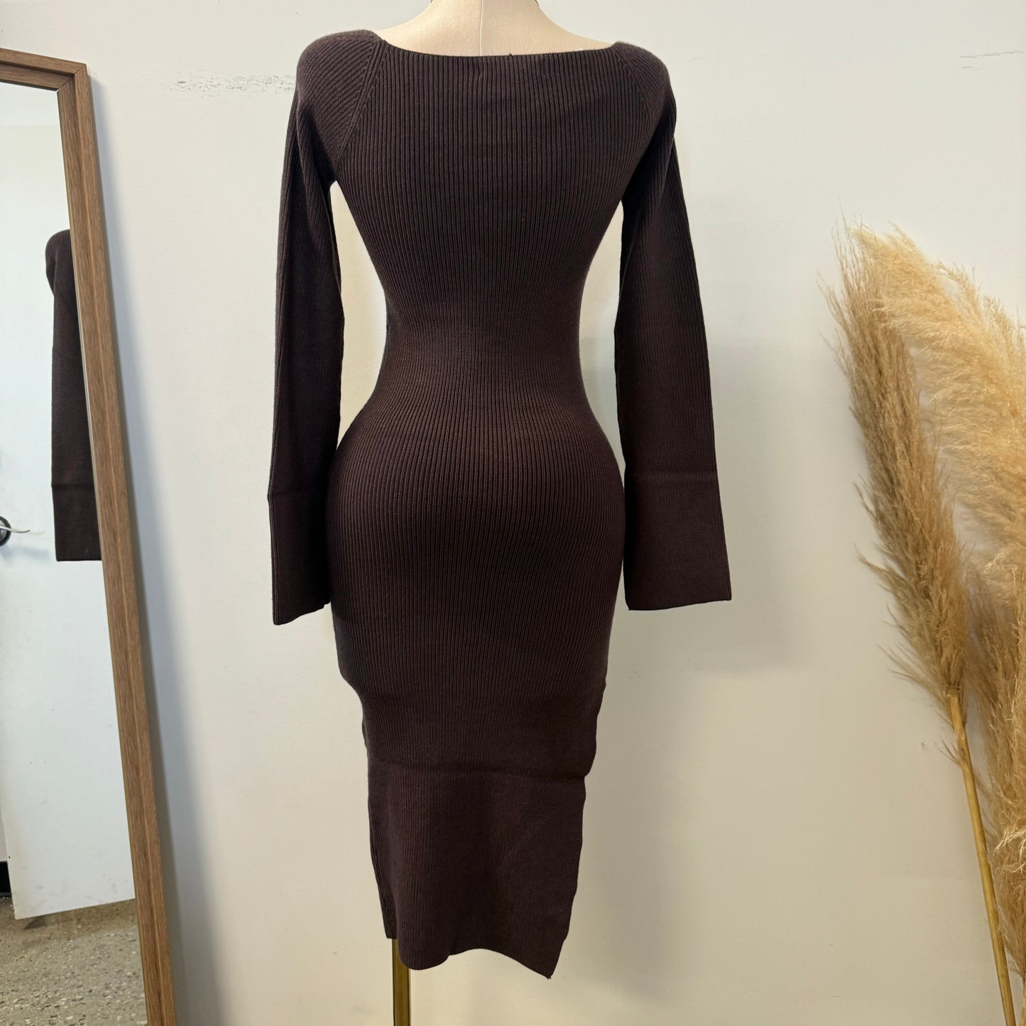 Jovana Sweater Dress-Brown