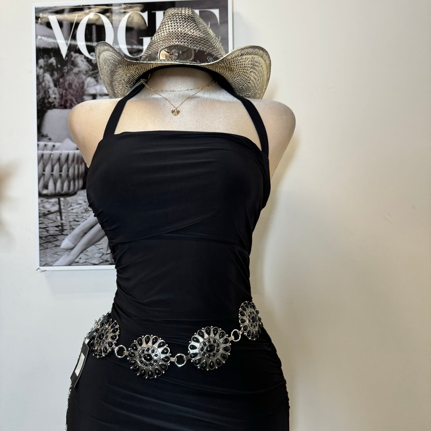 Halter Asymmetrical Dress-Black