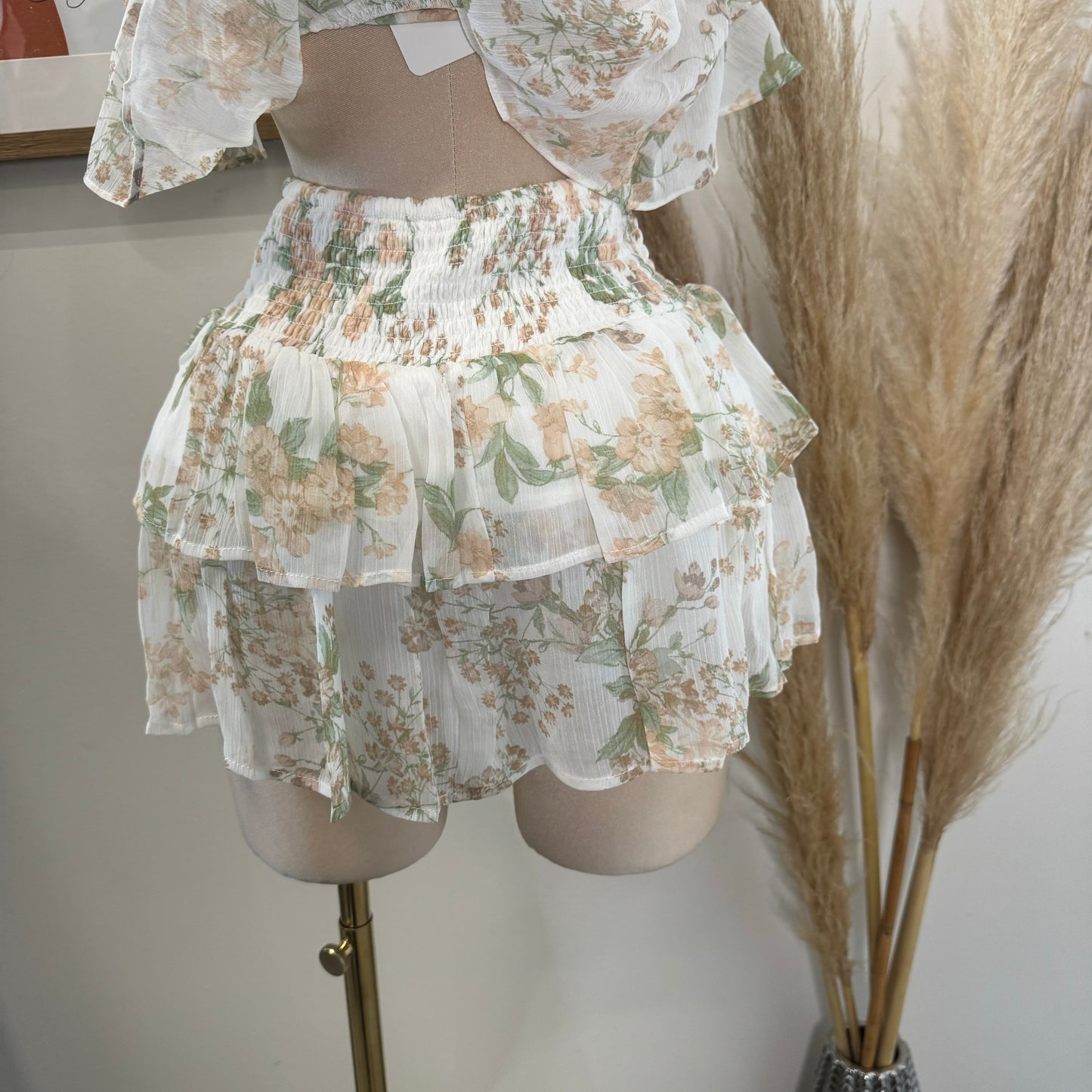 Ruffle Mini Skirt Set-Multi