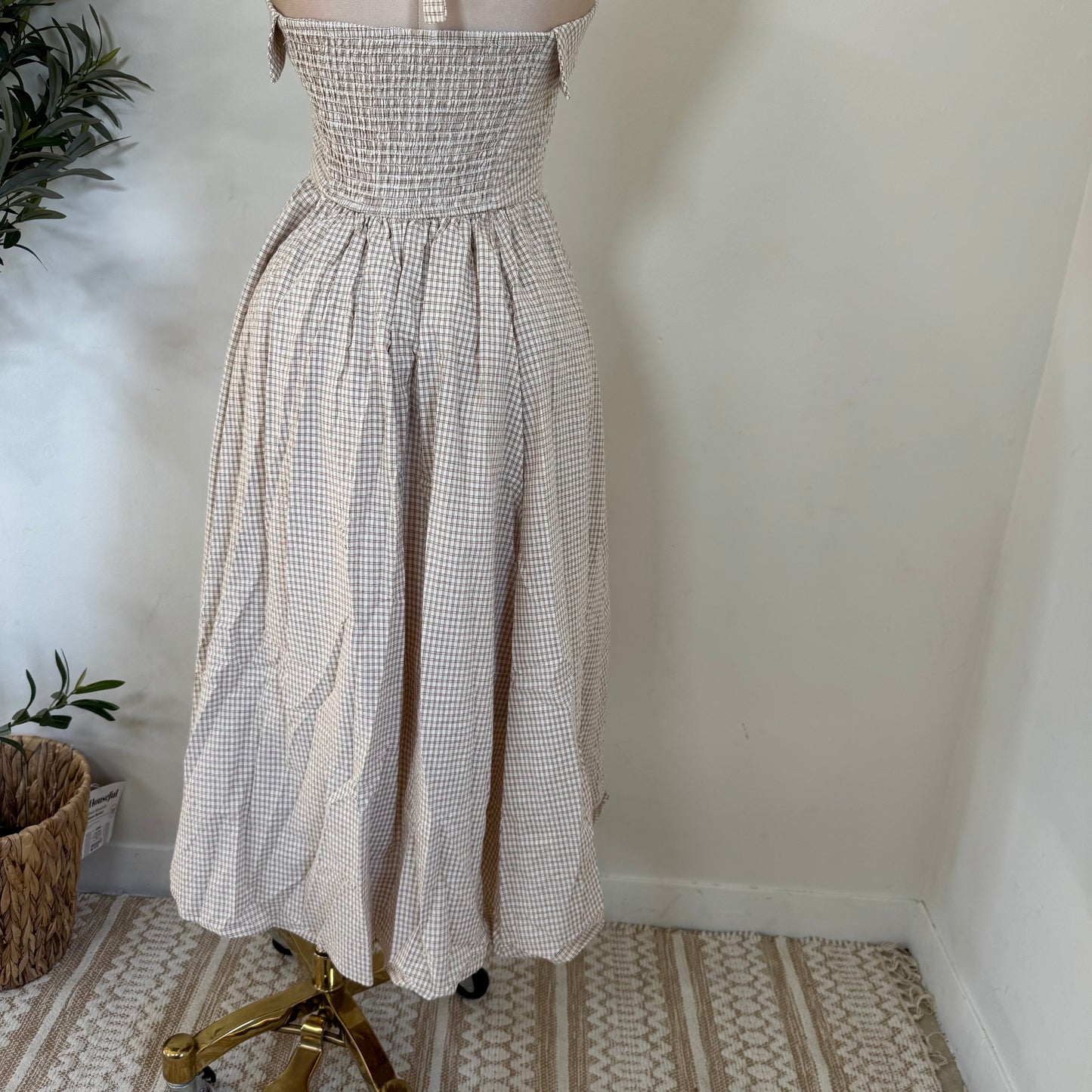 Picnic Halter Midi Dress-Brown
