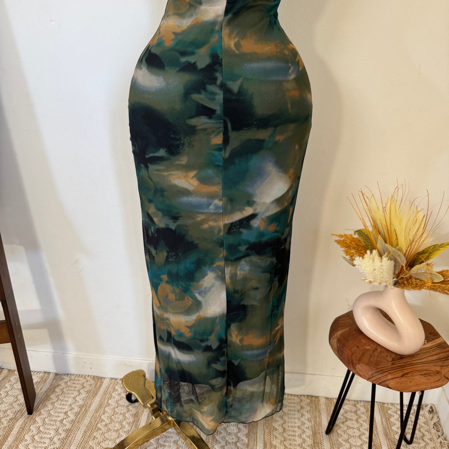 Mismaloya Mesh Dress-Multi Green