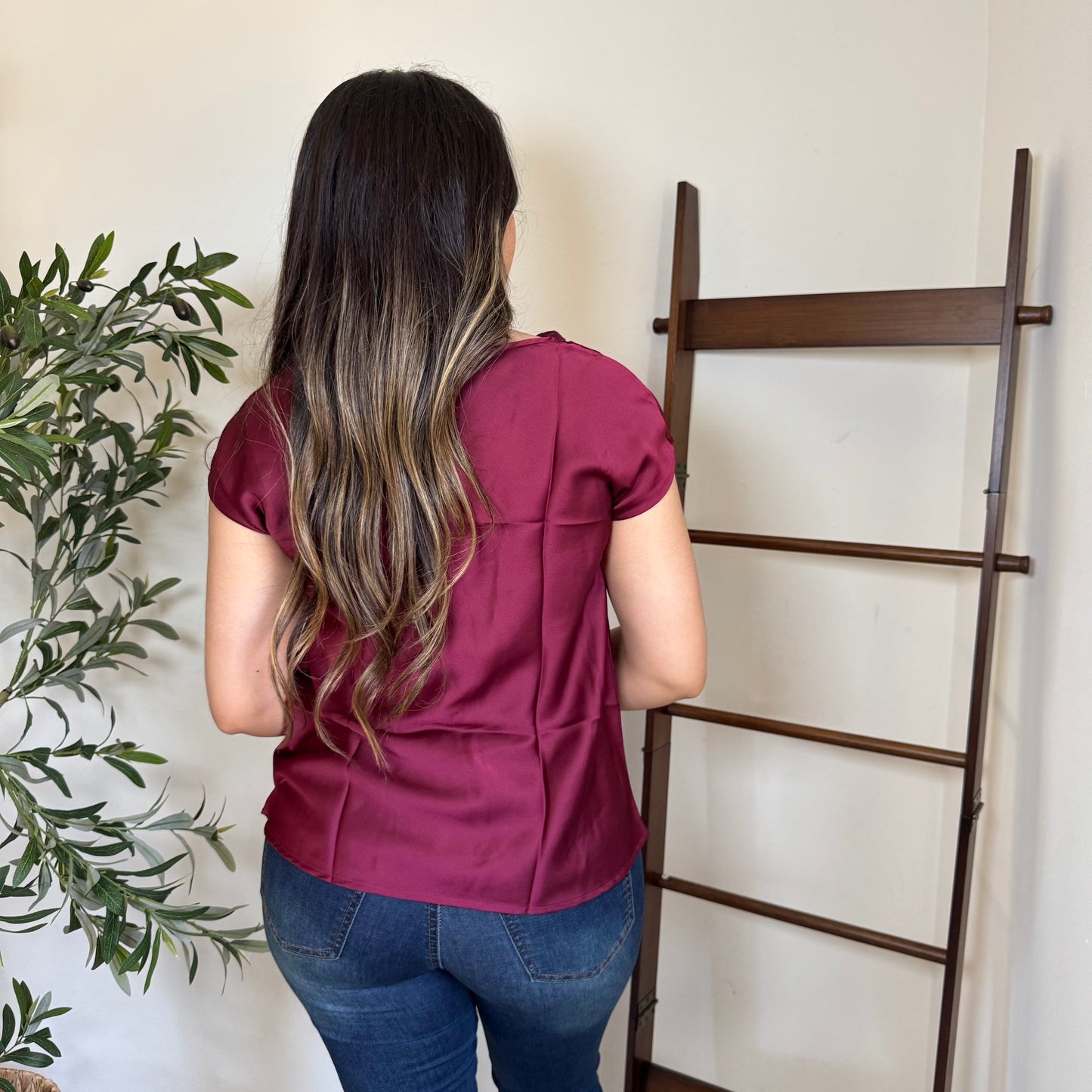 Satin Top-Burgundy