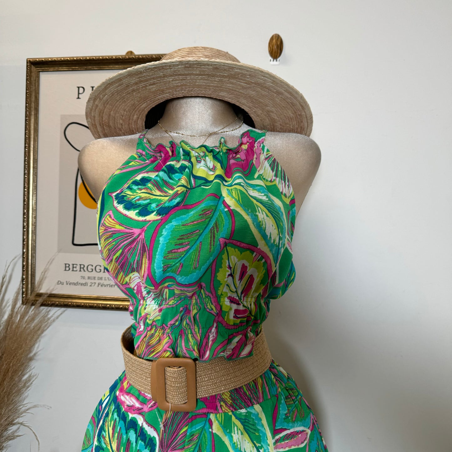 Adamari Pant Set-Green/Hot Pink