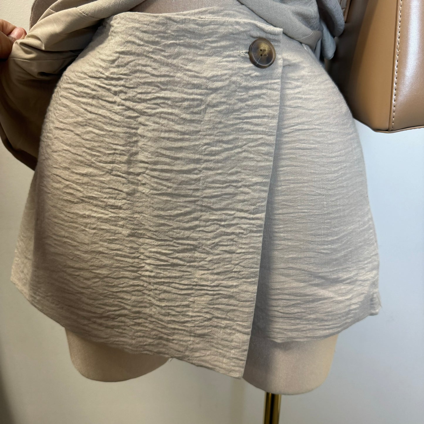 Roxe Linen Two Piece Skirt Set-Beige