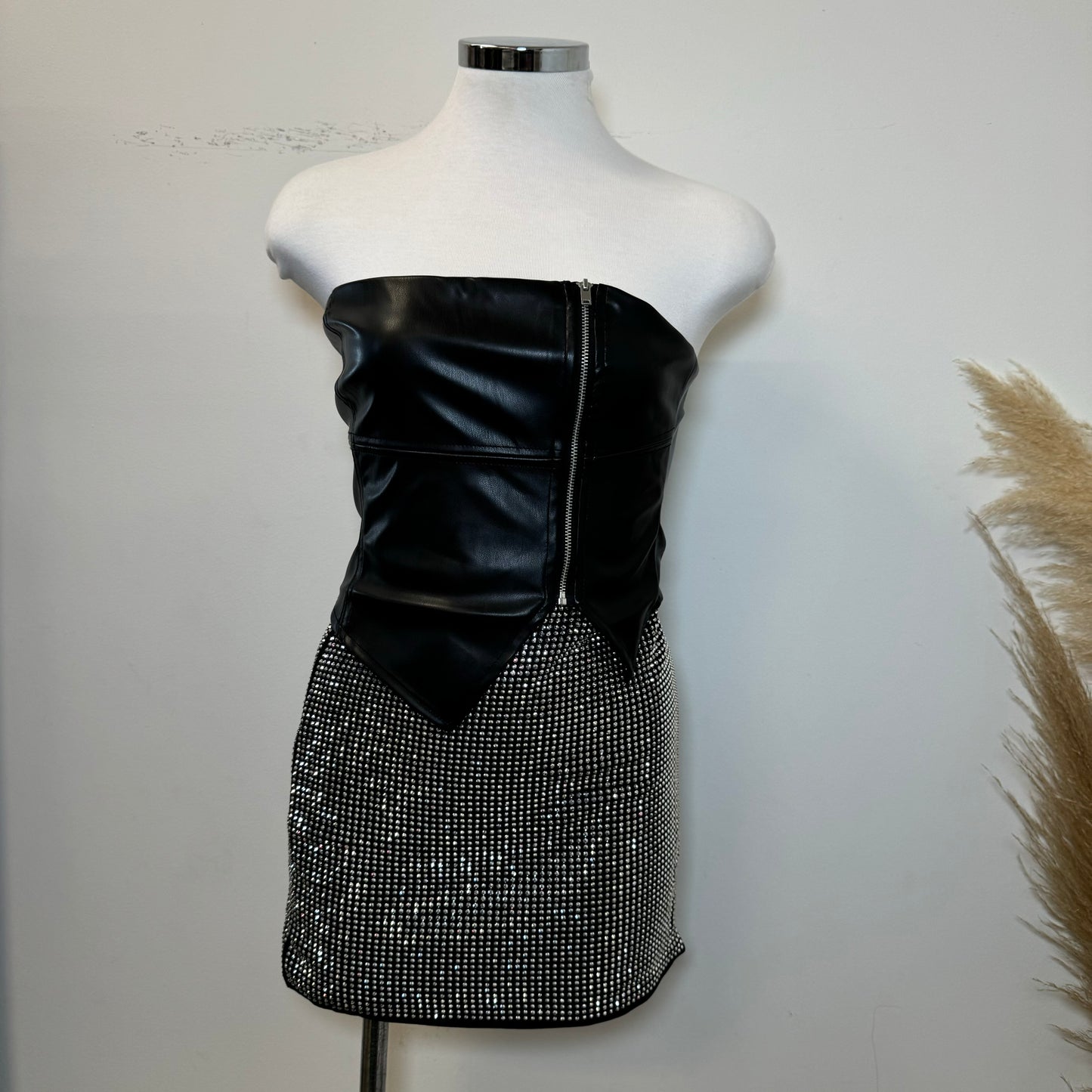 TQM Leather Corset Top-Black