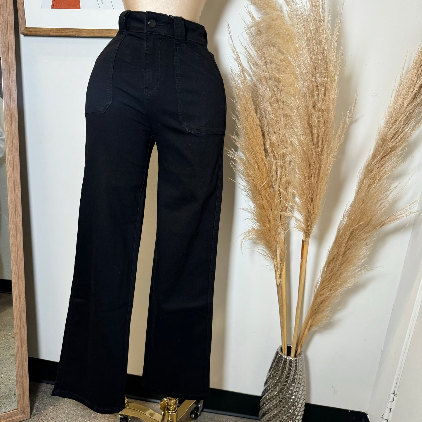V2628 High Wide Leg-Black