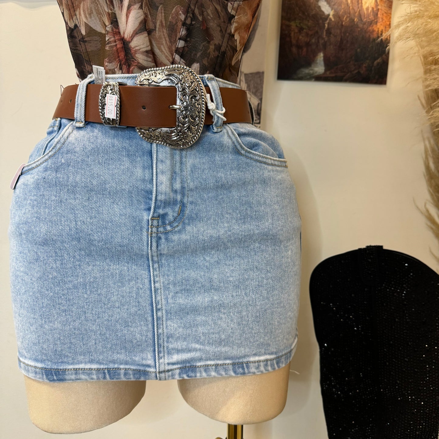 Snow Wash Mini Skirt -Lt Blue