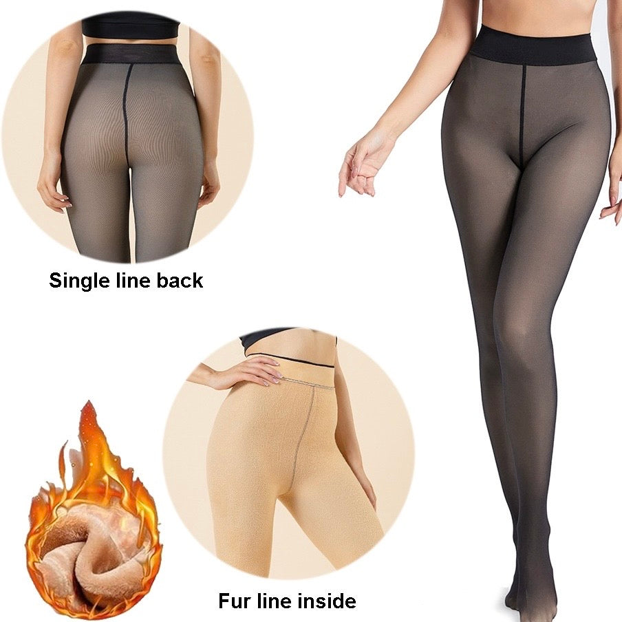 Thermal Fur Lined Pantyhose-black
