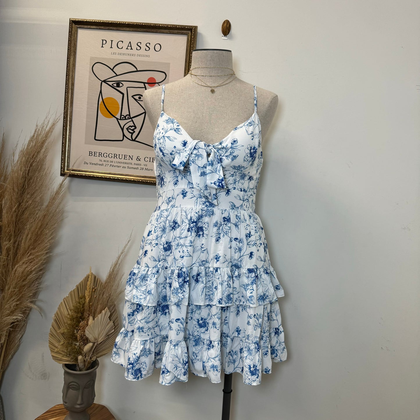Flower Plus size dress-Blue