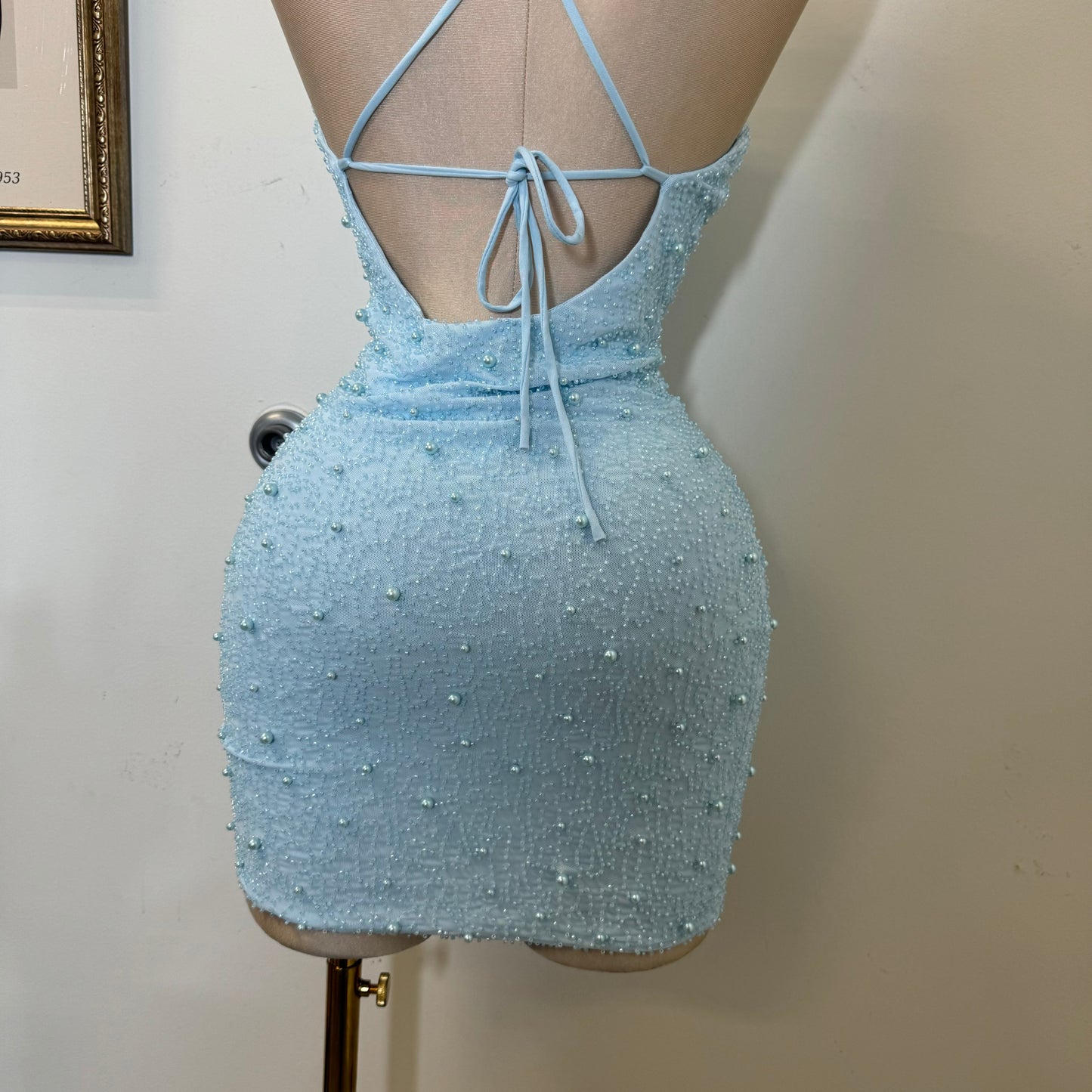 Sexy Pearl Dress-Baby Blue