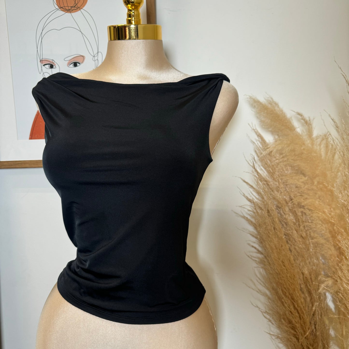 Asymmetrical Double Layered Top-Black