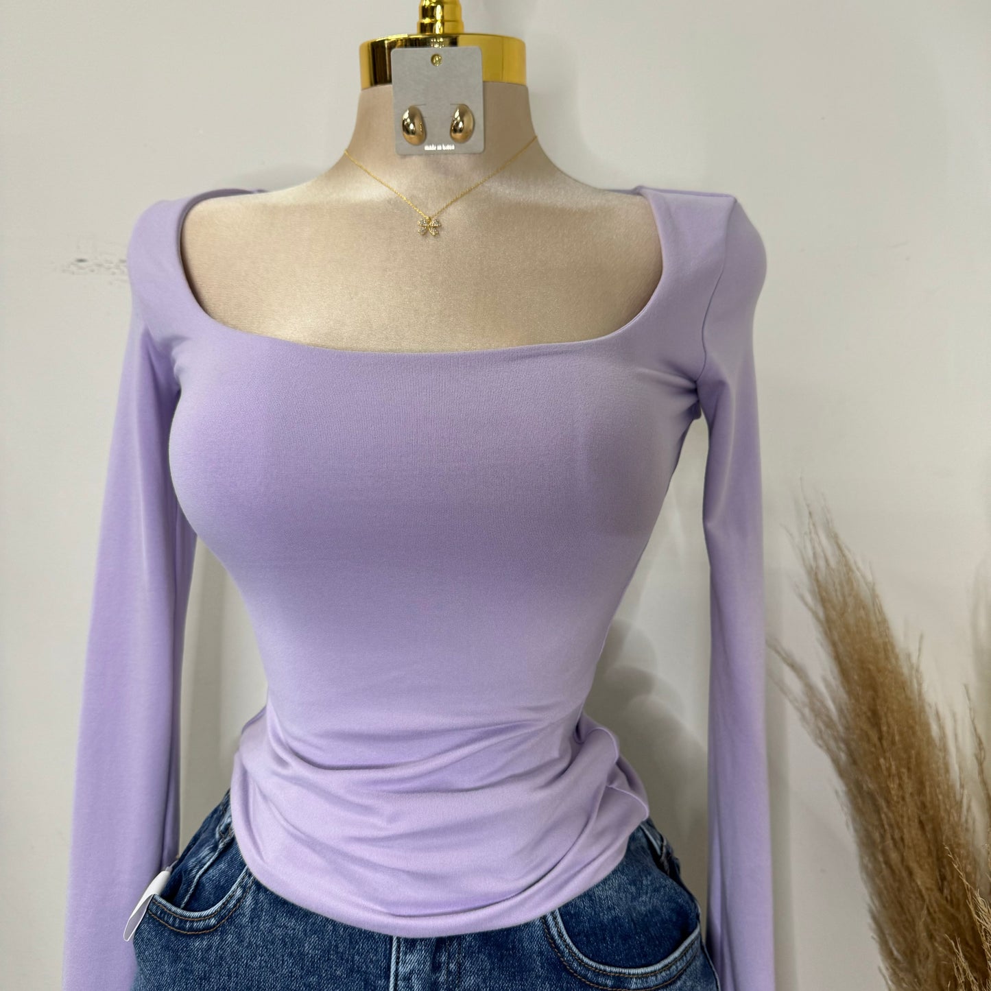 Double Layered & Soft Material Long Sleeve-Lilac