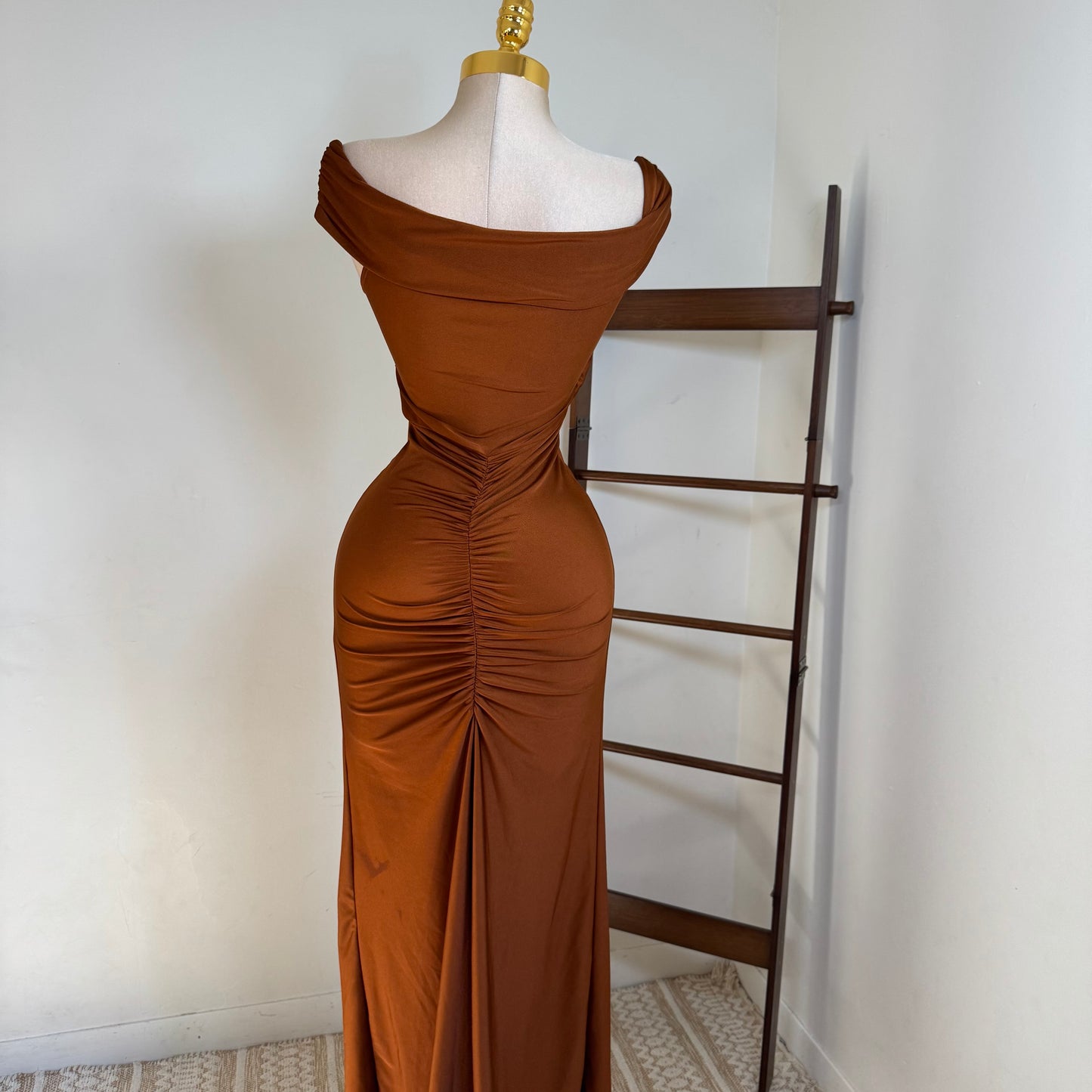 Off Shoulder Gala Dress-Cobre