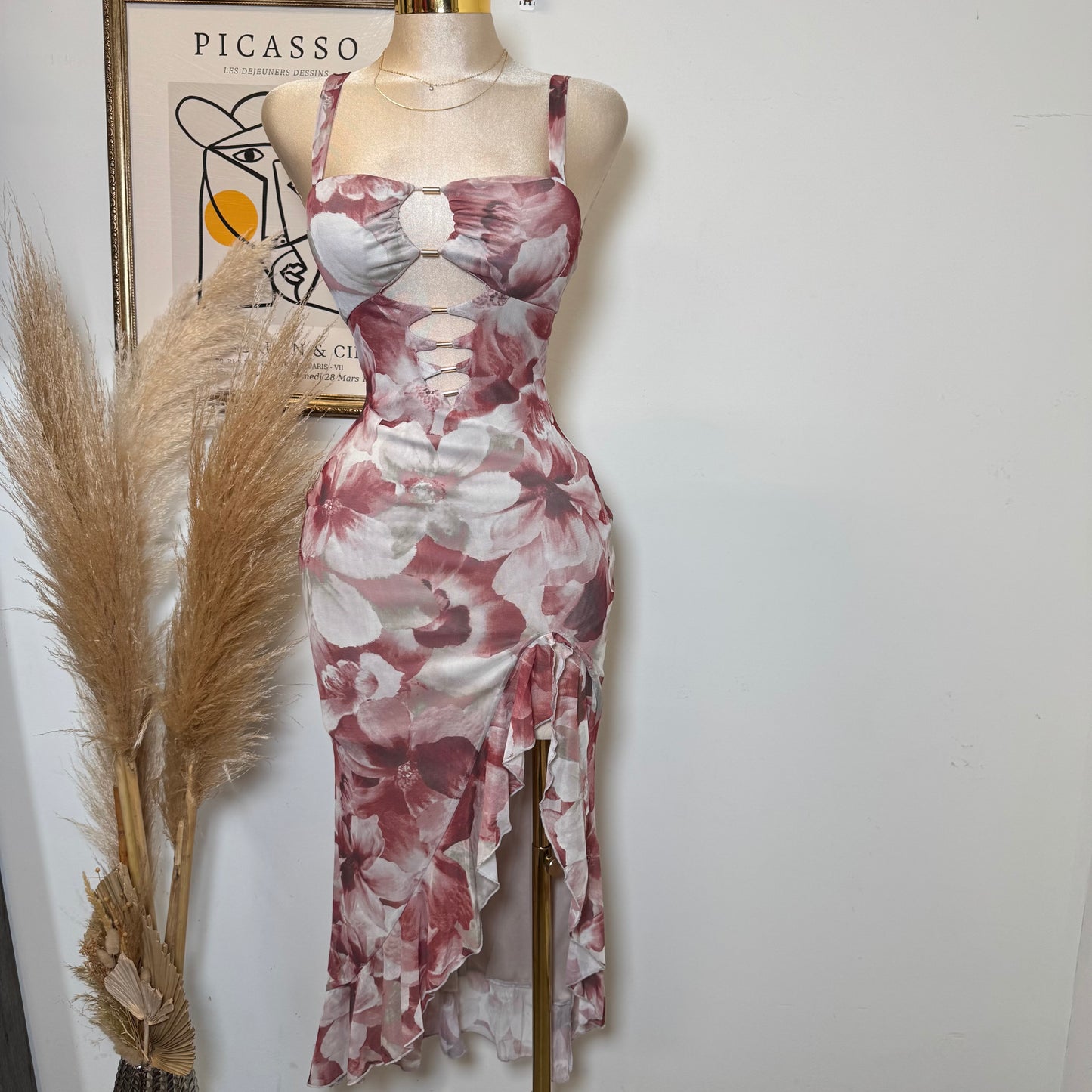Karol Dress-Red/Beige