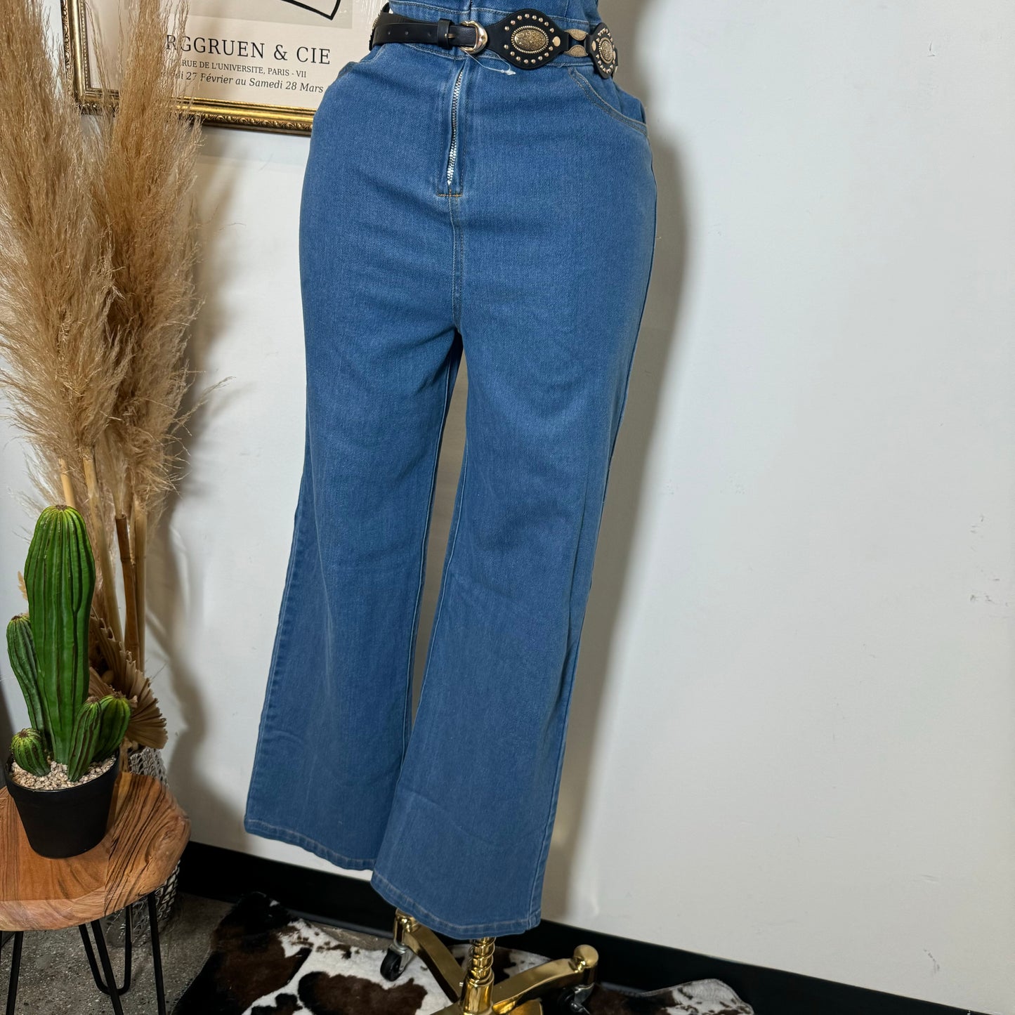 Halter Denim Jumpsuit-Blue