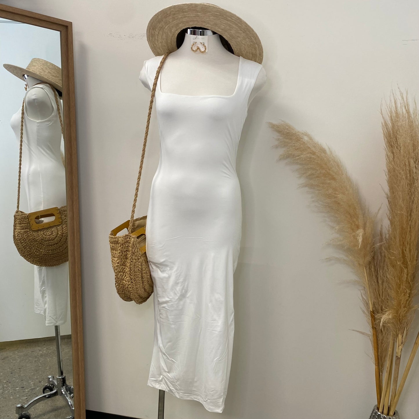 Alexa Double Layer Dress-White