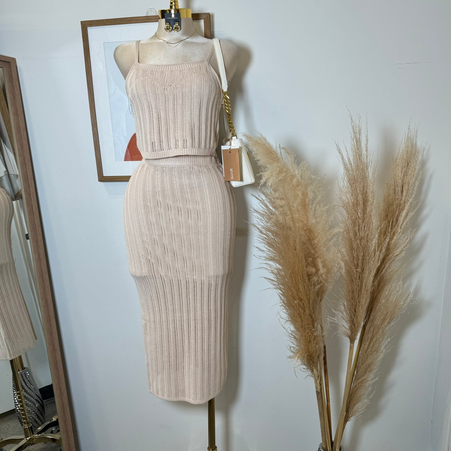 Vacation Skirt Set-Beige