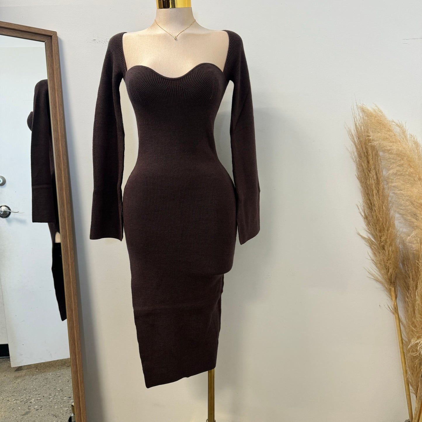 Jovana Sweater Dress-Brown