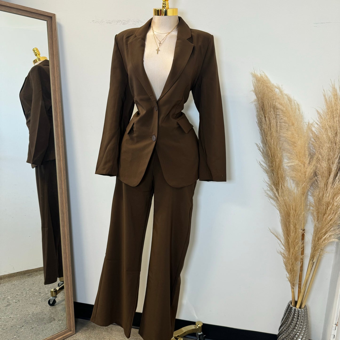 Boss Lady Pant Suit-Brown