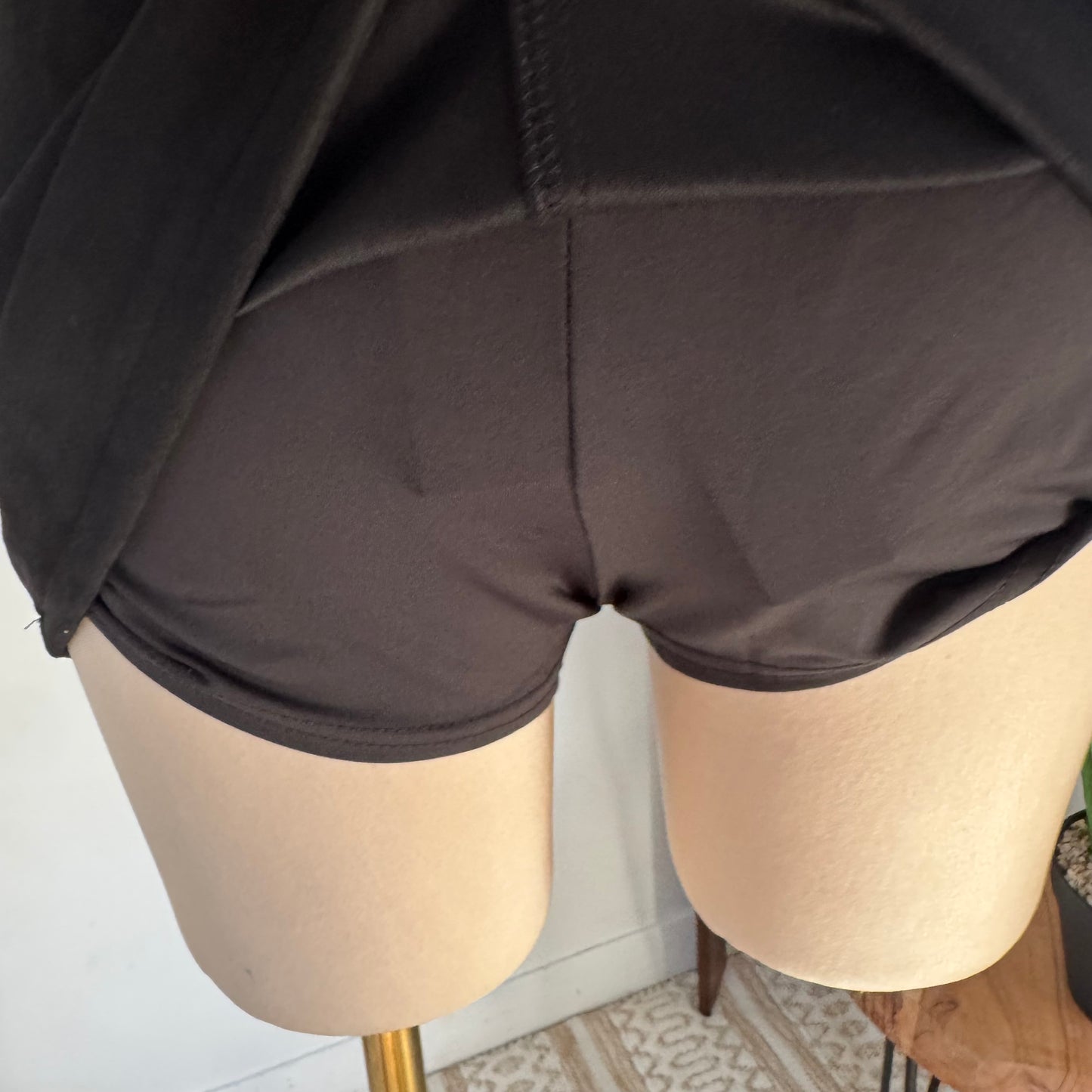 Suede Mini Skirt with shorts underneath -Black