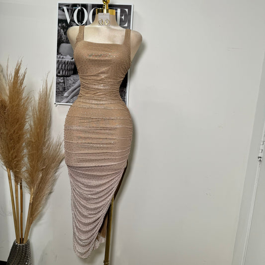 Xia Rhinestone Dress-Hombre Color