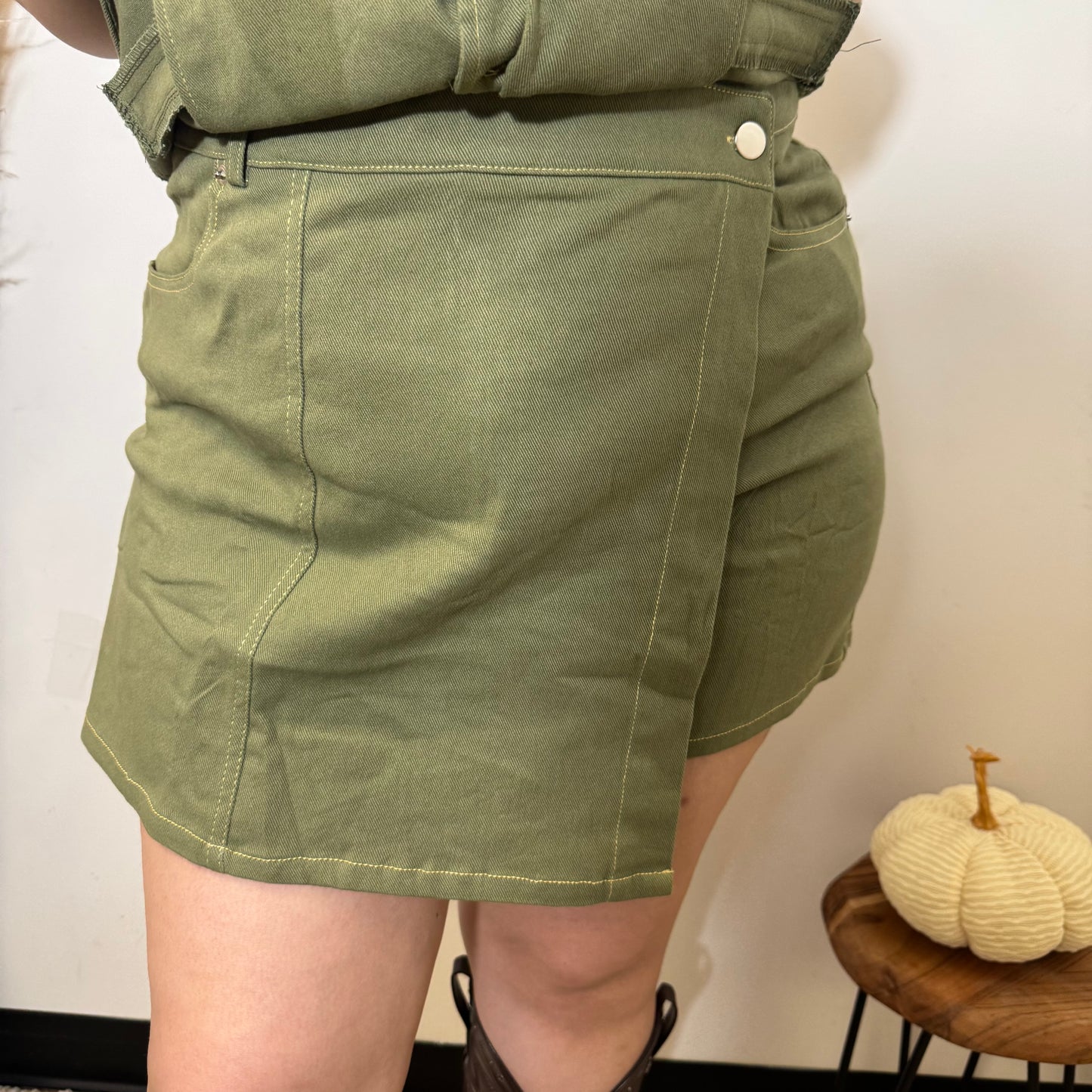 Denim Skort -Green