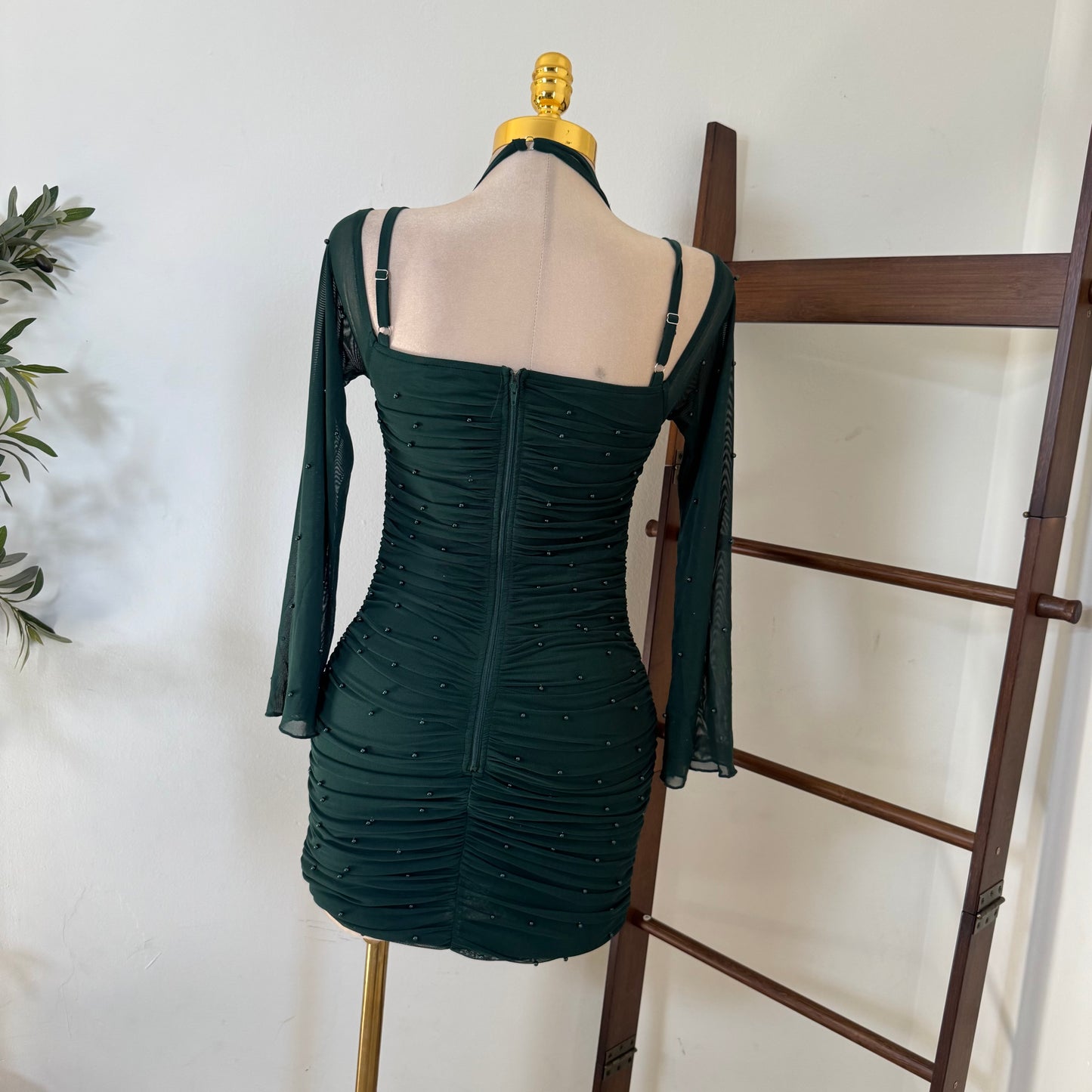 Pearl Long sleeve Dress-Hunter Green