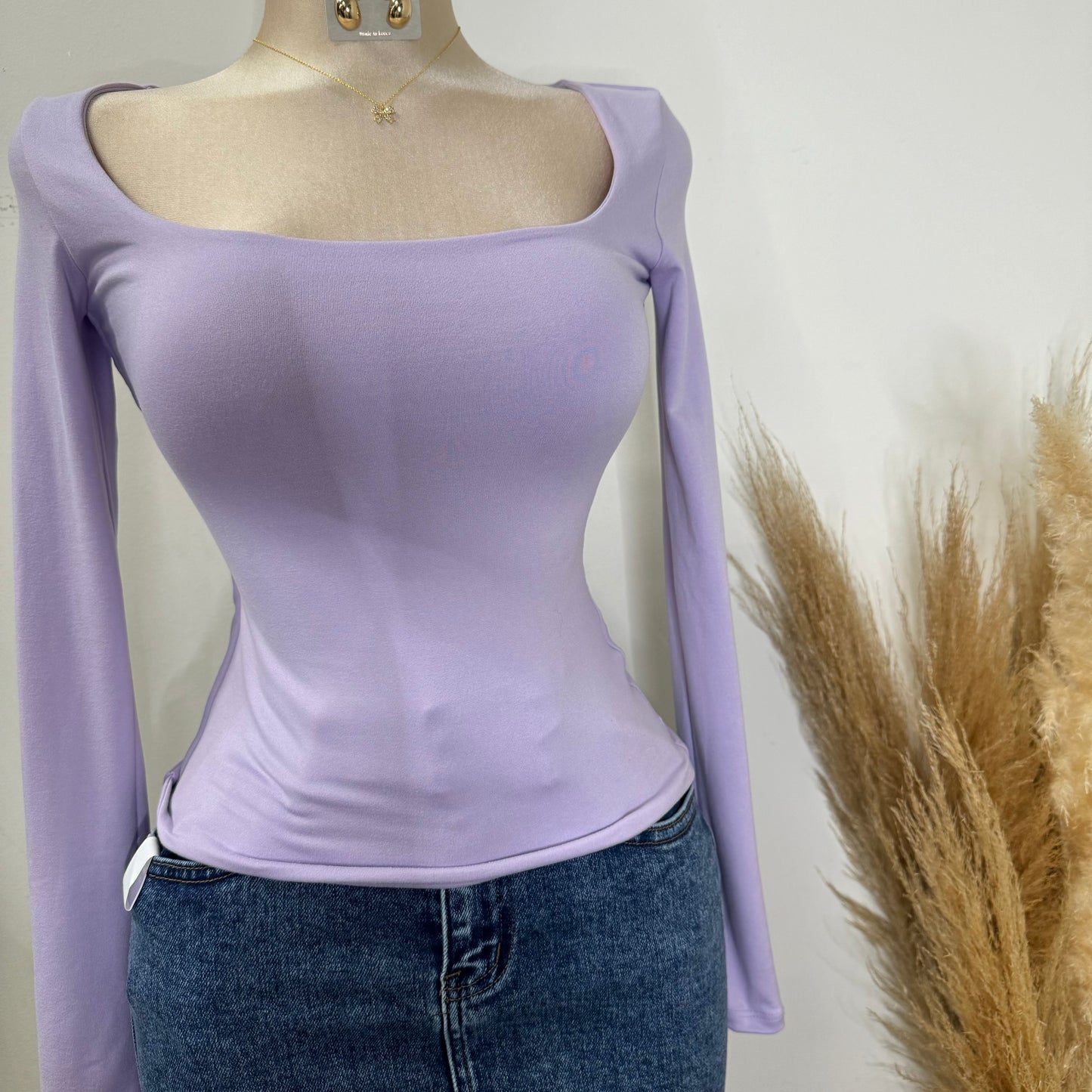 Double Layered & Soft Material Long Sleeve-Lilac