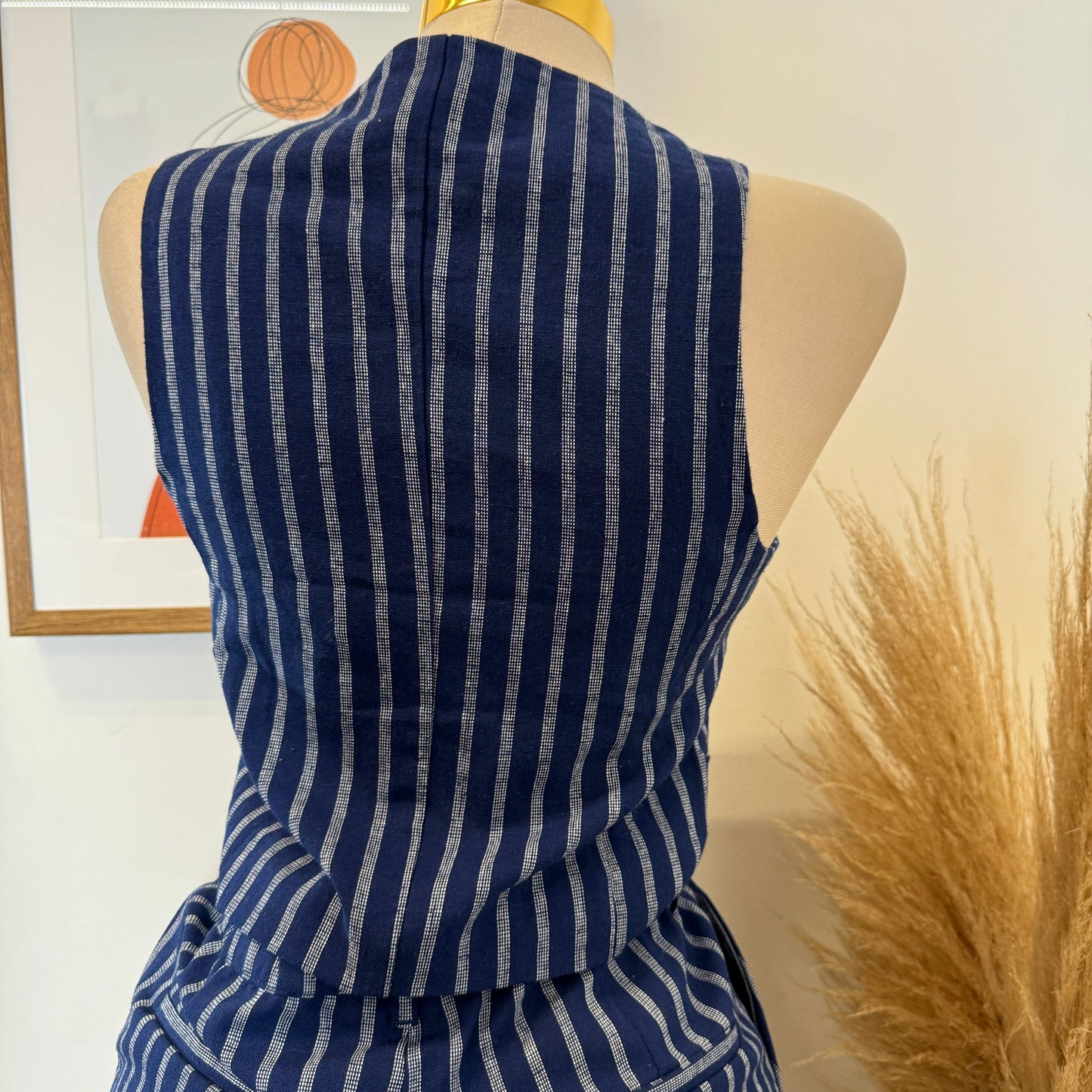 Beli Stripes Linen Pant Set-Navy