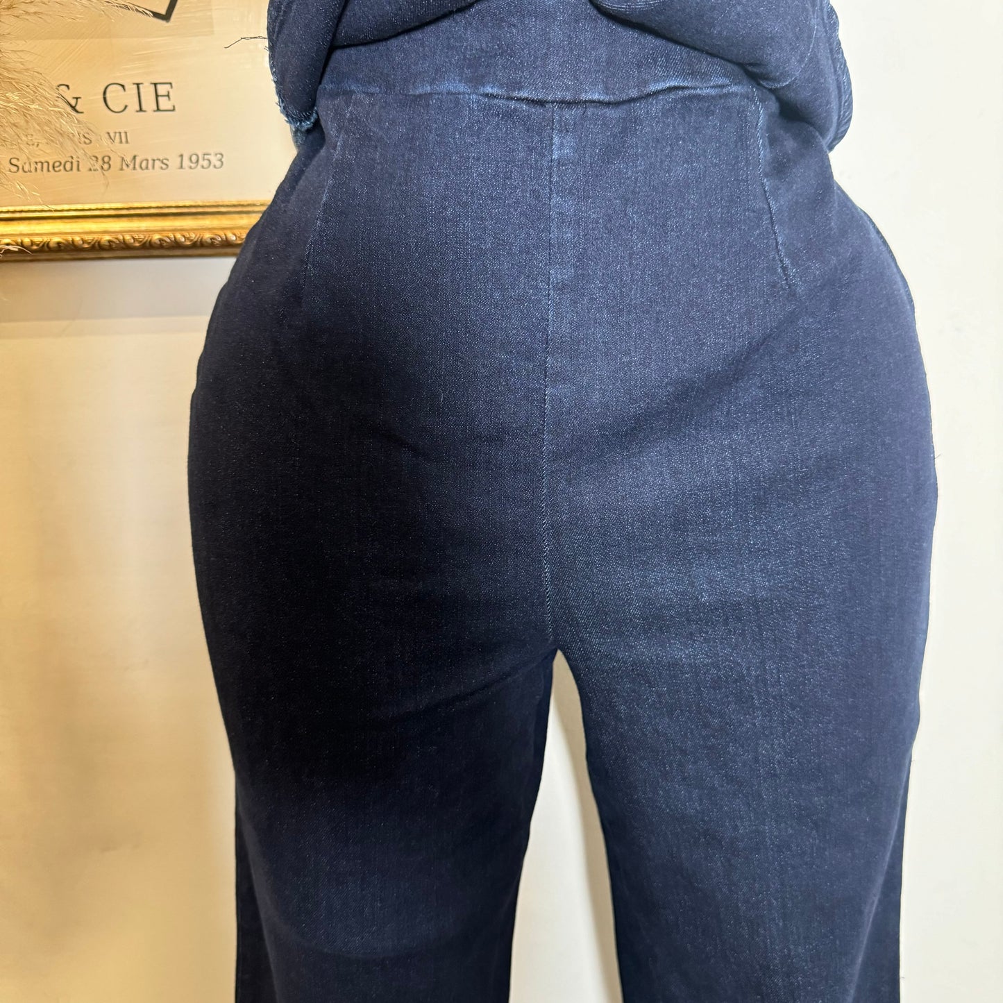 Strapless Denim Pant Set-DK Blue