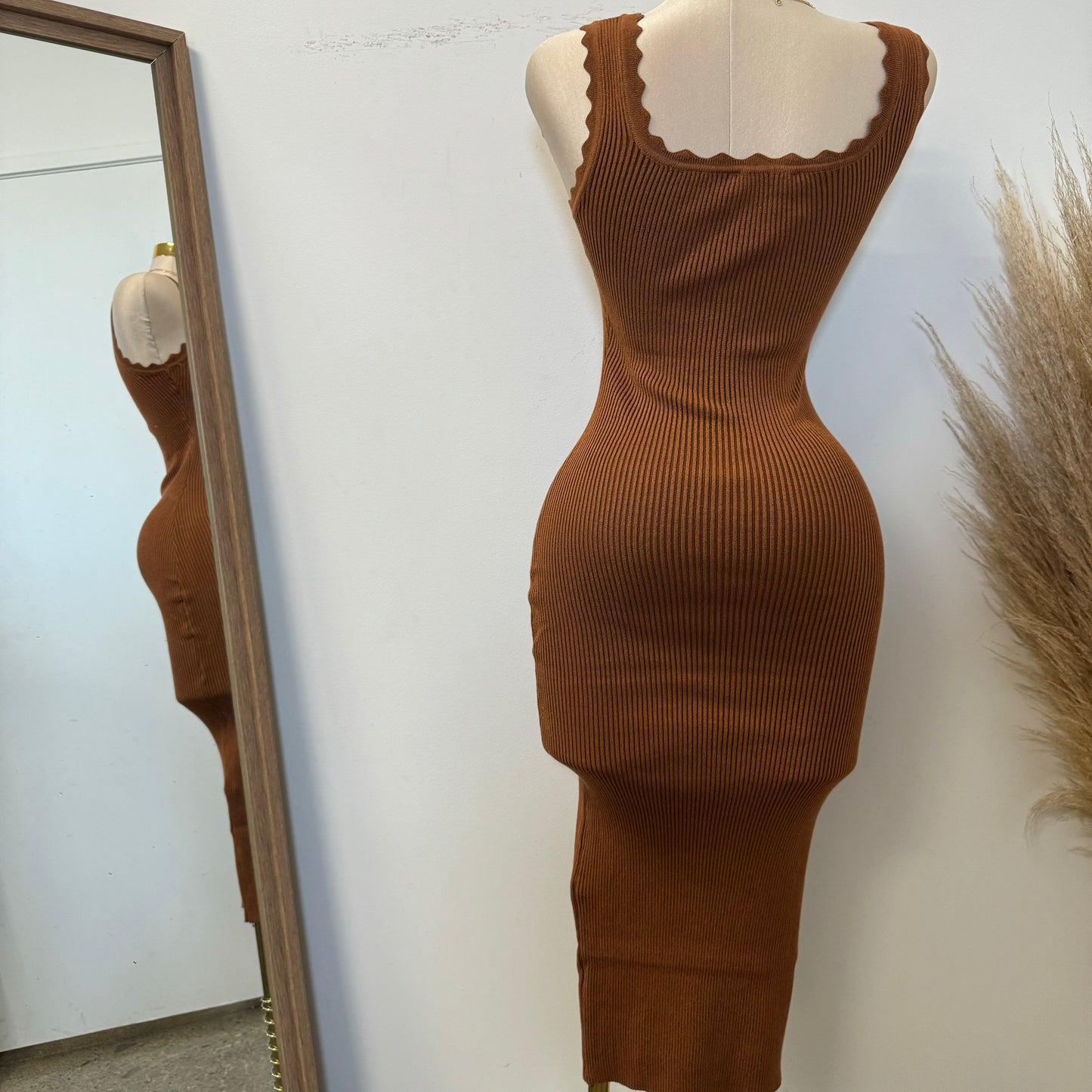 Lolis Knit Tank Midi Dress-Caramel