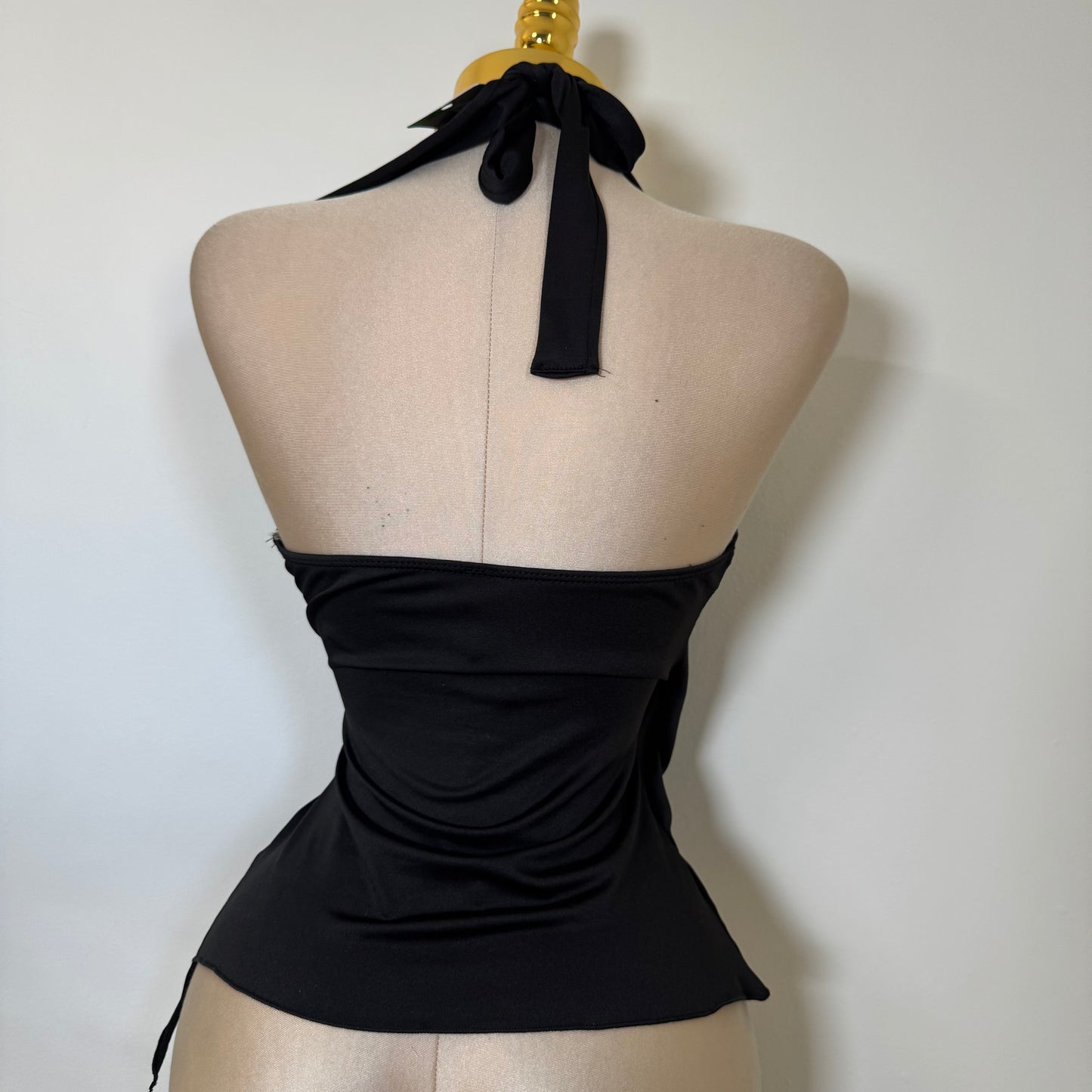 Halter Double Layered Top-Black