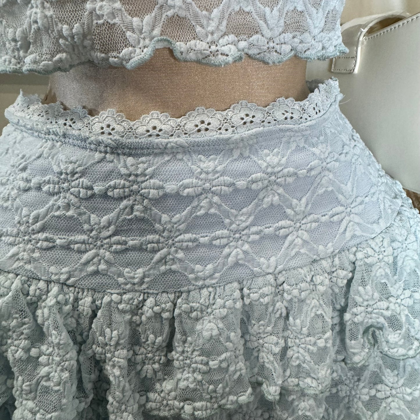 Bonita Lace Flare Skirt Set-baby Blue